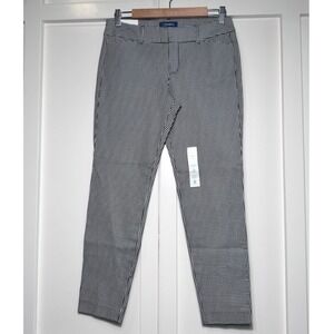 Old Navy Pixie Ankle Pants Womens 6 Houndstooth Mid-Rise Black White FA16